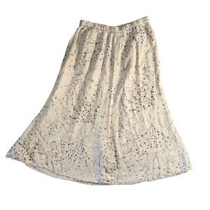 FLAX Floral 100% Linen Maxi Skirt Size Large Pink/Blush Lagenlook Cottagecore